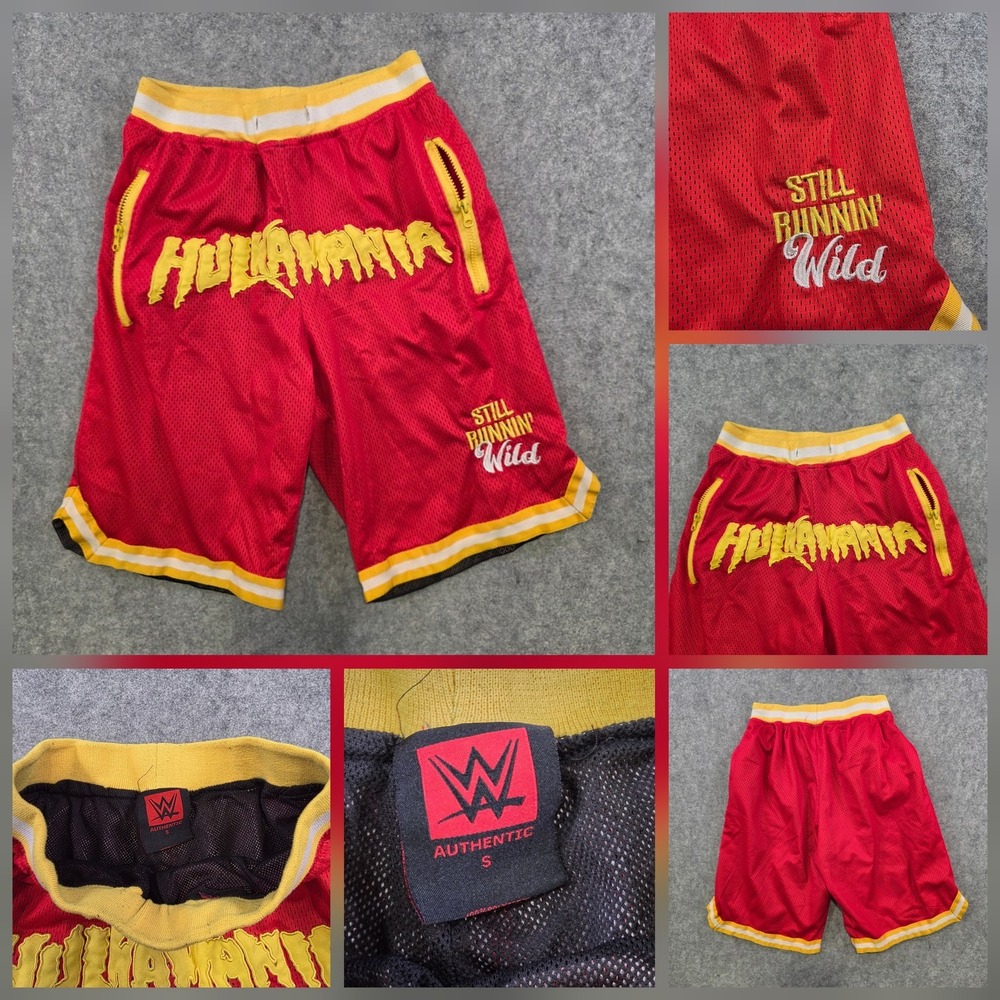 Hulk Hogan Hulkamania Shorts Mens Small Red WWE Wrestling Still Runnin Wild